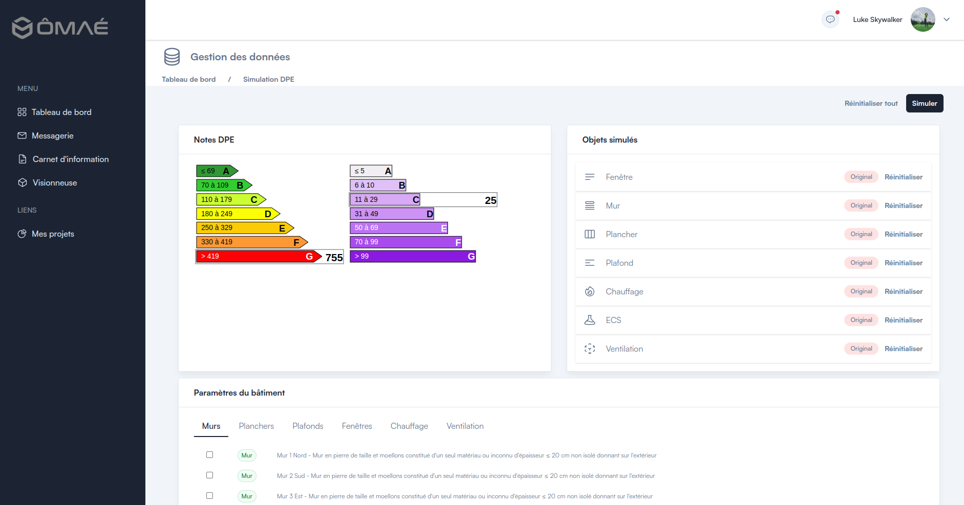 Customer profile user interface
